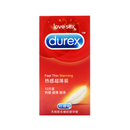 杜蕾斯  天然乳胶避孕套热感超薄装  12只