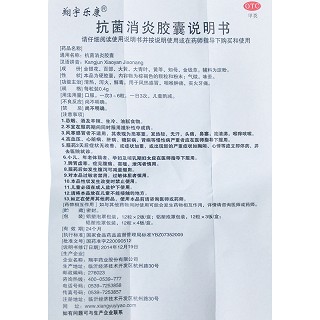 翔宇乐康  抗菌消炎胶囊  0.4g*12s*2板