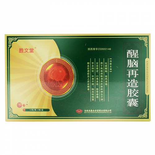 胜文堂醒脑再造胶囊0.35g*12粒*2板价格及说明书-功效