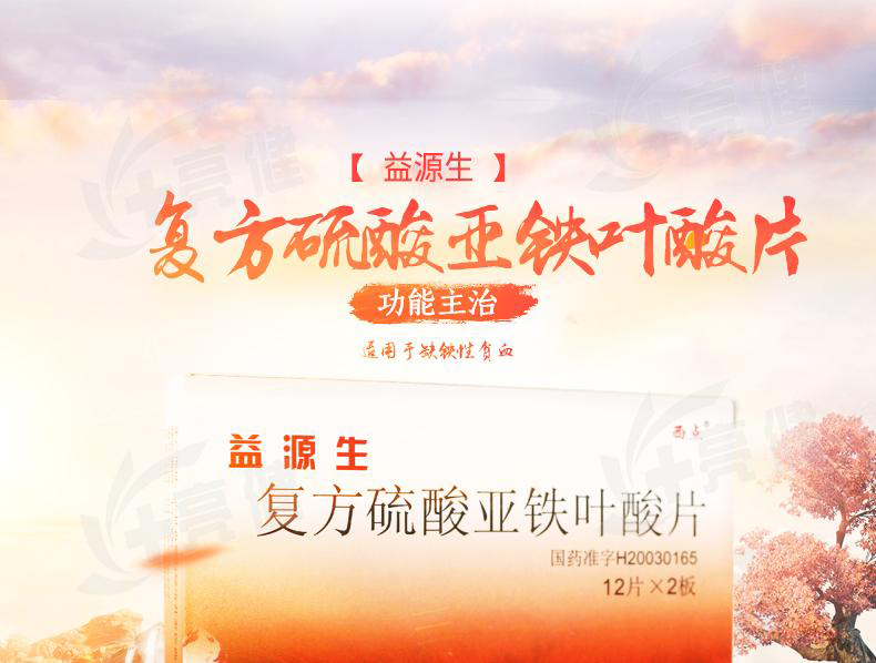 益源生 复方硫酸亚铁叶酸片 50mg*24片
