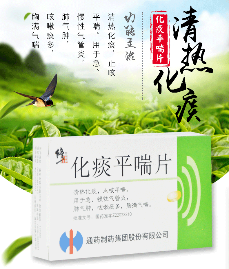 修正 化痰平喘片 12片*2板