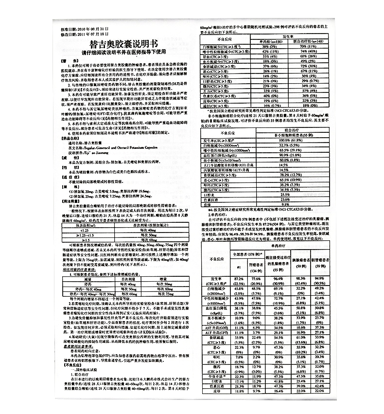 艾奕 替吉奥胶囊 20mg*42粒 说明书图8