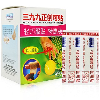三九九正 创可贴(轻巧服贴) 70mm*18mm*100片