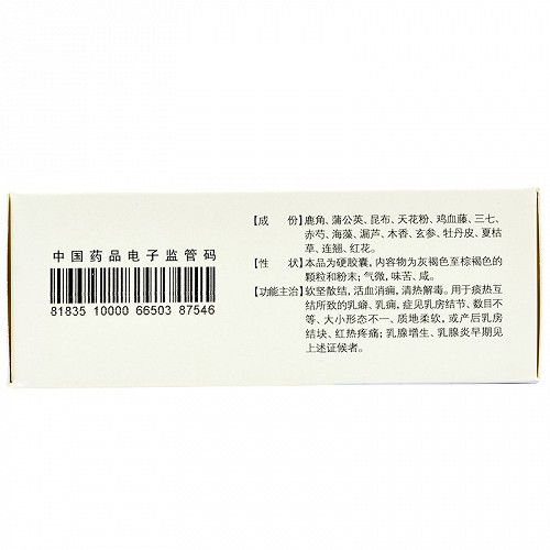 好护士乳癖消胶囊0.32g*60粒价格及说明书-功效与作用-亮健好药