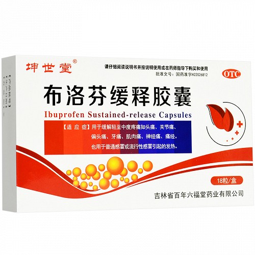 坤世堂 布洛芬缓释胶囊 0.3g*9粒*2板