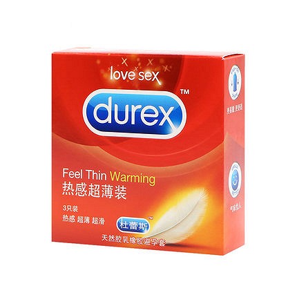 杜蕾斯天然乳胶避孕套（热感超薄装） 3只