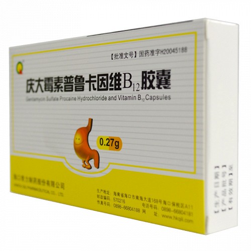 奇力 庆大霉素普鲁卡因维B12胶囊 0.27g*24粒