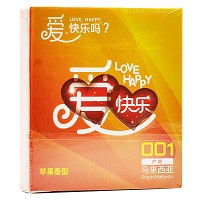 爱快乐 天然胶乳橡胶避孕套001(苹果香型) 3只